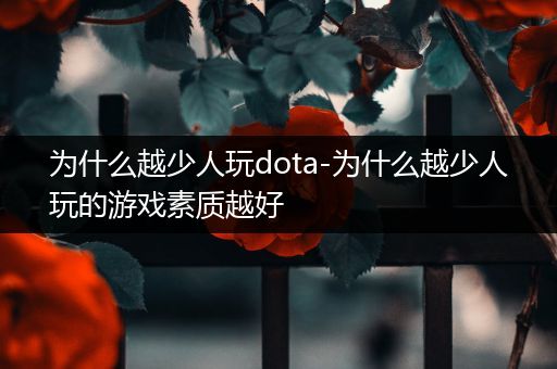 为什么越少人玩dota-为什么越少人玩的游戏素质越好