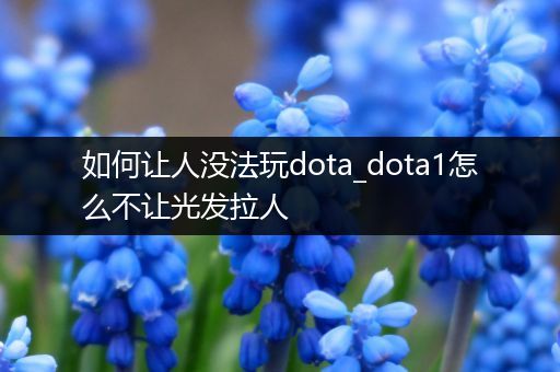 如何让人没法玩dota_dota1怎么不让光发拉人