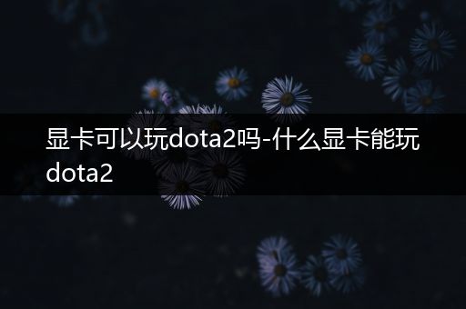 显卡可以玩dota2吗-什么显卡能玩dota2