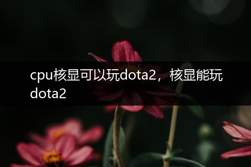 cpu核显可以玩dota2，核显能玩dota2