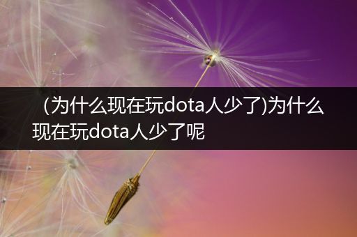 （为什么现在玩dota人少了)为什么现在玩dota人少了呢