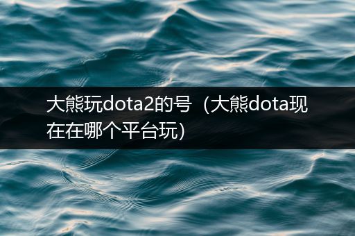 大熊玩dota2的号（大熊dota现在在哪个平台玩）