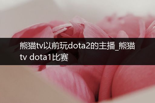 熊猫tv以前玩dota2的主播_熊猫tv dota1比赛