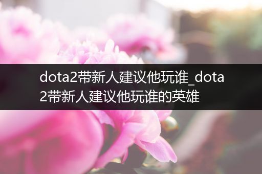 dota2带新人建议他玩谁_dota2带新人建议他玩谁的英雄