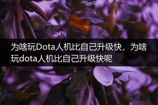 为啥玩Dota人机比自己升级快，为啥玩dota人机比自己升级快呢