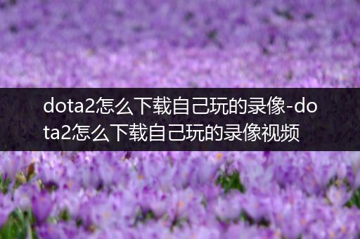 dota2怎么下载自己玩的录像-dota2怎么下载自己玩的录像视频