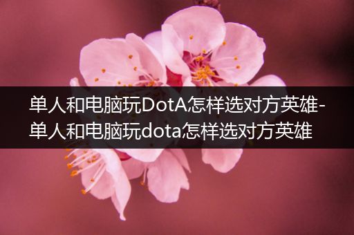 单人和电脑玩DotA怎样选对方英雄-单人和电脑玩dota怎样选对方英雄