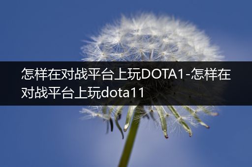 怎样在对战平台上玩DOTA1-怎样在对战平台上玩dota11