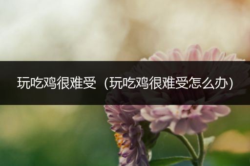 玩吃鸡很难受（玩吃鸡很难受怎么办）