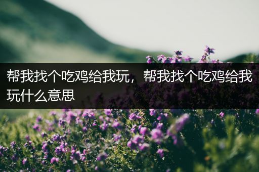 帮我找个吃鸡给我玩，帮我找个吃鸡给我玩什么意思