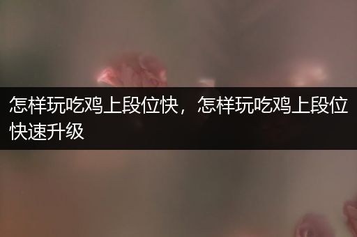 怎样玩吃鸡上段位快，怎样玩吃鸡上段位快速升级
