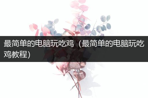 最简单的电脑玩吃鸡（最简单的电脑玩吃鸡教程）