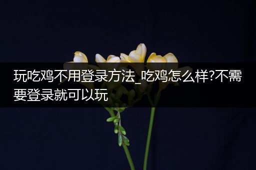 玩吃鸡不用登录方法_吃鸡怎么样?不需要登录就可以玩