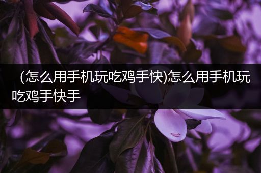 （怎么用手机玩吃鸡手快)怎么用手机玩吃鸡手快手