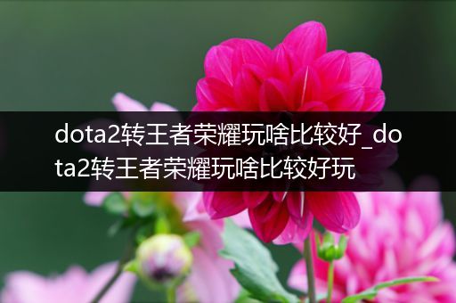 dota2转王者荣耀玩啥比较好_dota2转王者荣耀玩啥比较好玩