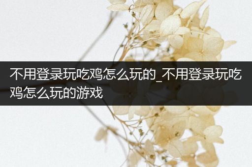 不用登录玩吃鸡怎么玩的_不用登录玩吃鸡怎么玩的游戏