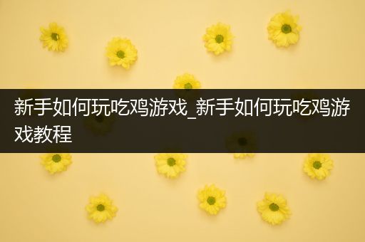 新手如何玩吃鸡游戏_新手如何玩吃鸡游戏教程