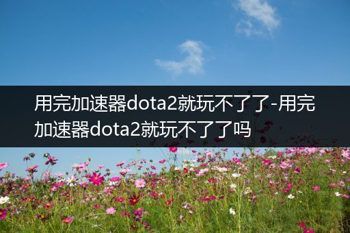 用完加速器dota2就玩不了了-用完加速器dota2就玩不了了吗