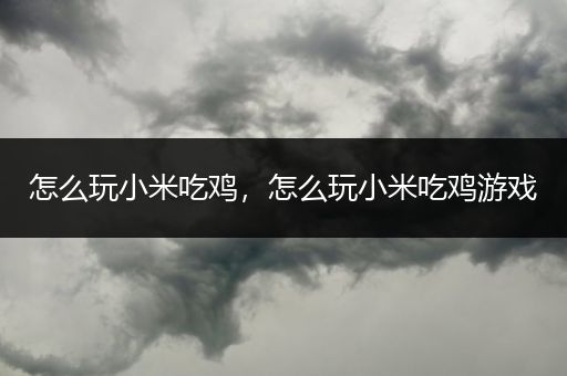 怎么玩小米吃鸡，怎么玩小米吃鸡游戏