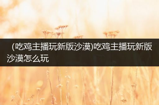 （吃鸡主播玩新版沙漠)吃鸡主播玩新版沙漠怎么玩