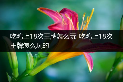 吃鸡上18次王牌怎么玩_吃鸡上18次王牌怎么玩的