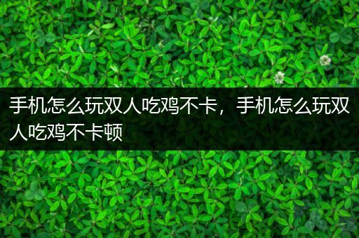 手机怎么玩双人吃鸡不卡，手机怎么玩双人吃鸡不卡顿
