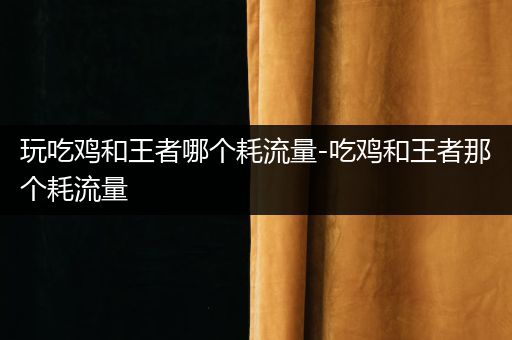 玩吃鸡和王者哪个耗流量-吃鸡和王者那个耗流量