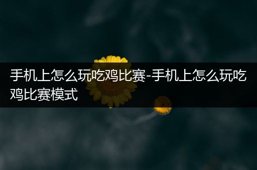 手机上怎么玩吃鸡比赛-手机上怎么玩吃鸡比赛模式