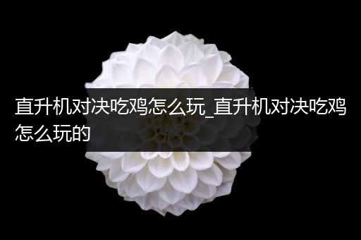 直升机对决吃鸡怎么玩_直升机对决吃鸡怎么玩的