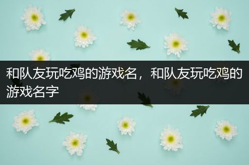 和队友玩吃鸡的游戏名，和队友玩吃鸡的游戏名字
