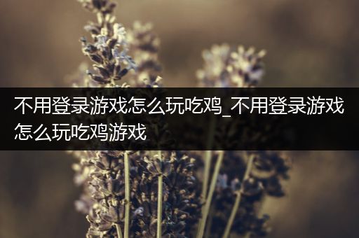 不用登录游戏怎么玩吃鸡_不用登录游戏怎么玩吃鸡游戏
