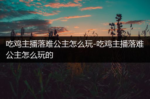 吃鸡主播落难公主怎么玩-吃鸡主播落难公主怎么玩的