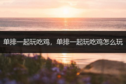单排一起玩吃鸡，单排一起玩吃鸡怎么玩