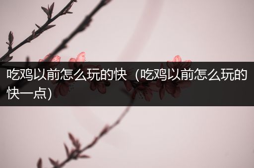 吃鸡以前怎么玩的快（吃鸡以前怎么玩的快一点）