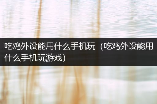 吃鸡外设能用什么手机玩（吃鸡外设能用什么手机玩游戏）