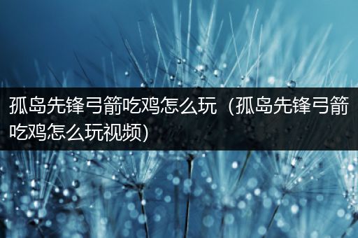 孤岛先锋弓箭吃鸡怎么玩（孤岛先锋弓箭吃鸡怎么玩视频）