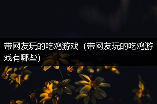 带网友玩的吃鸡游戏（带网友玩的吃鸡游戏有哪些）