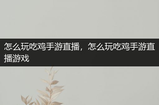 怎么玩吃鸡手游直播，怎么玩吃鸡手游直播游戏