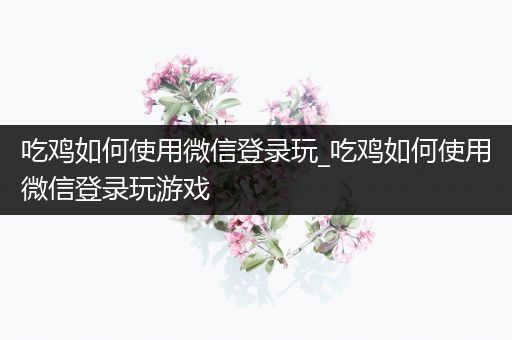 吃鸡如何使用微信登录玩_吃鸡如何使用微信登录玩游戏