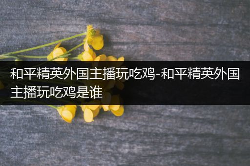 和平精英外国主播玩吃鸡-和平精英外国主播玩吃鸡是谁