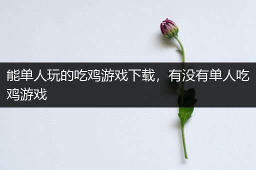 能单人玩的吃鸡游戏下载，有没有单人吃鸡游戏