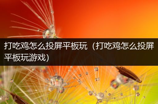打吃鸡怎么投屏平板玩（打吃鸡怎么投屏平板玩游戏）