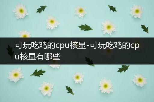 可玩吃鸡的cpu核显-可玩吃鸡的cpu核显有哪些