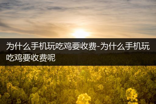 为什么手机玩吃鸡要收费-为什么手机玩吃鸡要收费呢
