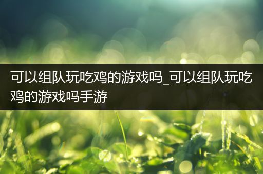 可以组队玩吃鸡的游戏吗_可以组队玩吃鸡的游戏吗手游