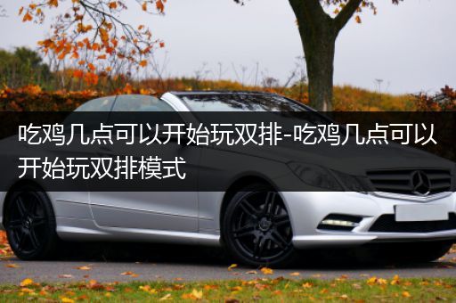 吃鸡几点可以开始玩双排-吃鸡几点可以开始玩双排模式