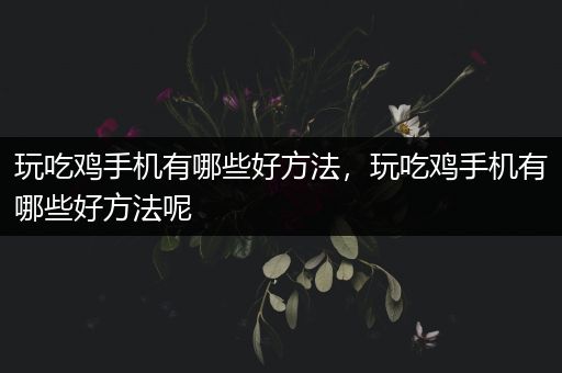 玩吃鸡手机有哪些好方法，玩吃鸡手机有哪些好方法呢