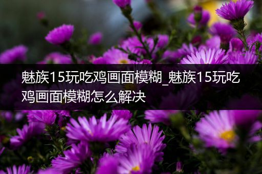 魅族15玩吃鸡画面模糊_魅族15玩吃鸡画面模糊怎么解决