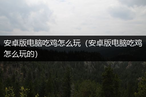 安卓版电脑吃鸡怎么玩（安卓版电脑吃鸡怎么玩的）