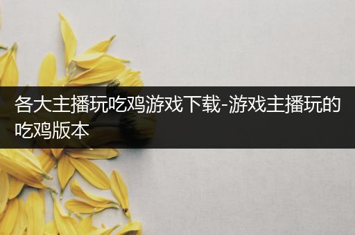 各大主播玩吃鸡游戏下载-游戏主播玩的吃鸡版本